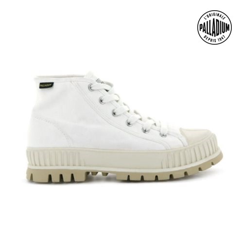 Palladium Pallashock Mid OG High Tops Women's Sneakers White | UK P617-MZS